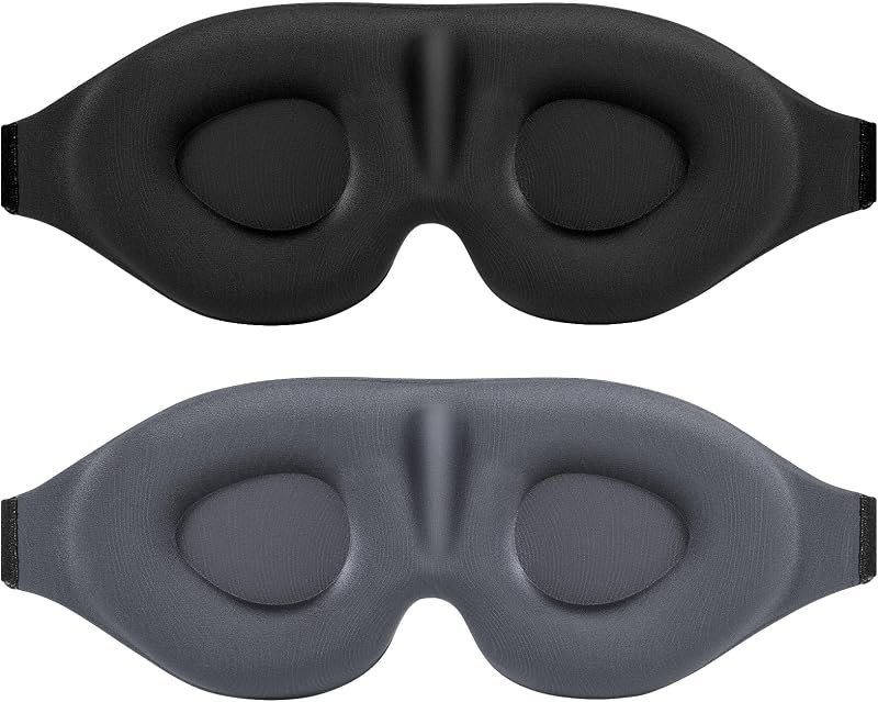 Sleep Eye Mask for Men Women 2 Pack 3D Contoured Cup Sleeping Mask & Blindfold, Concave Molded Night Sleep Mask, Block