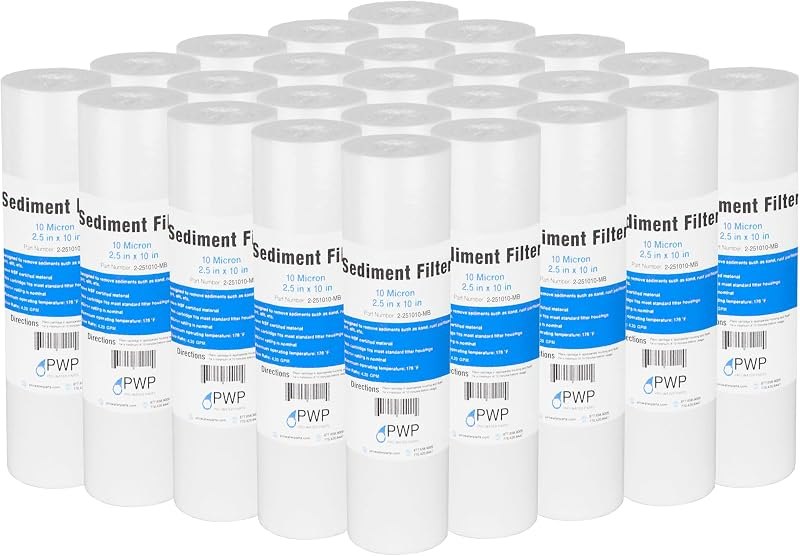 Sediment Water Filter Melt Blown Polypropylene 10x2.5 Standard 10 Micron 25 Pack — Sediment filters amazon for