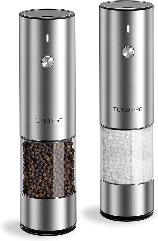 Electric Salt and Pepper Grinder Set, USB Rechargeable, Stainless Steel Automatic Salt and Pepper Mill Grinder with