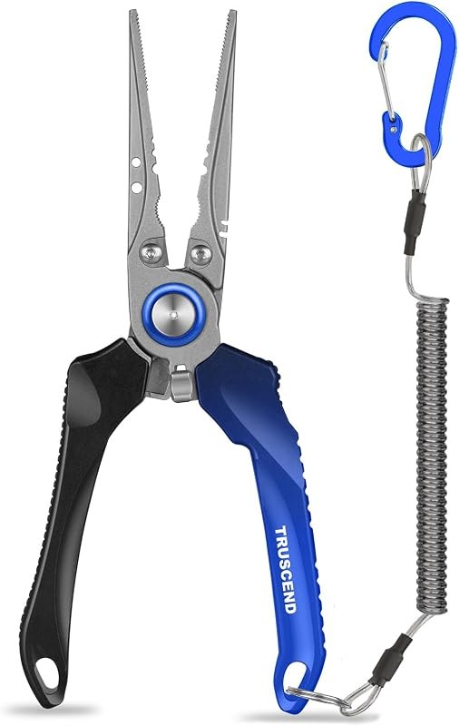 TRUSCEND Easy Use Lockable Fishing Pliers with Tungsten Carbide Cutter, Innovative Ergonomic Handy Handle, Saltwater