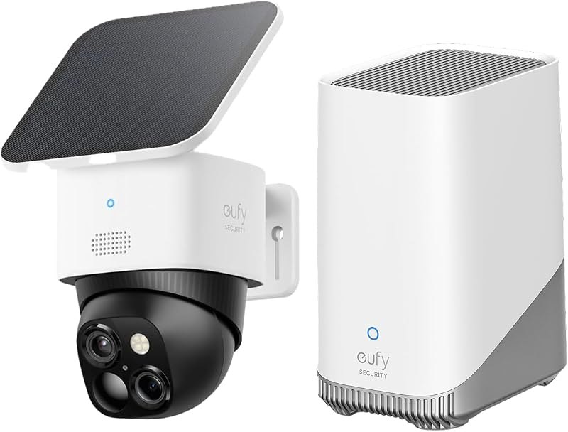 eufy Security 3K Dual Camera, SoloCam S340 with HomeBase S380, Solar Security Cameras Wireless Outdoor, Cameras for