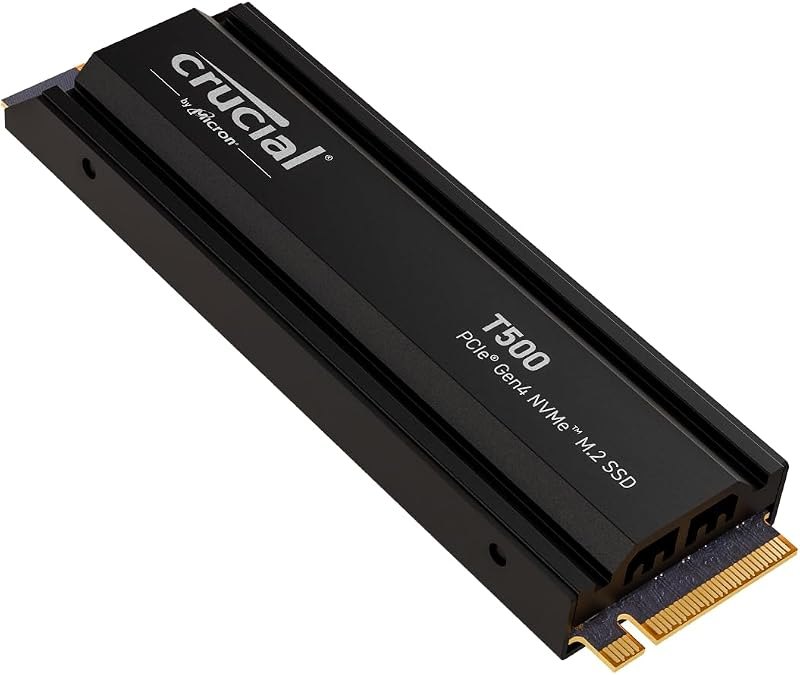 Crucial T500 1TB PCIe Gen4 NVMe Gaming PS5 SSD with Heatsink, Up to 7,300MB/s, TLC NAND, PlayStation 5 Compatible