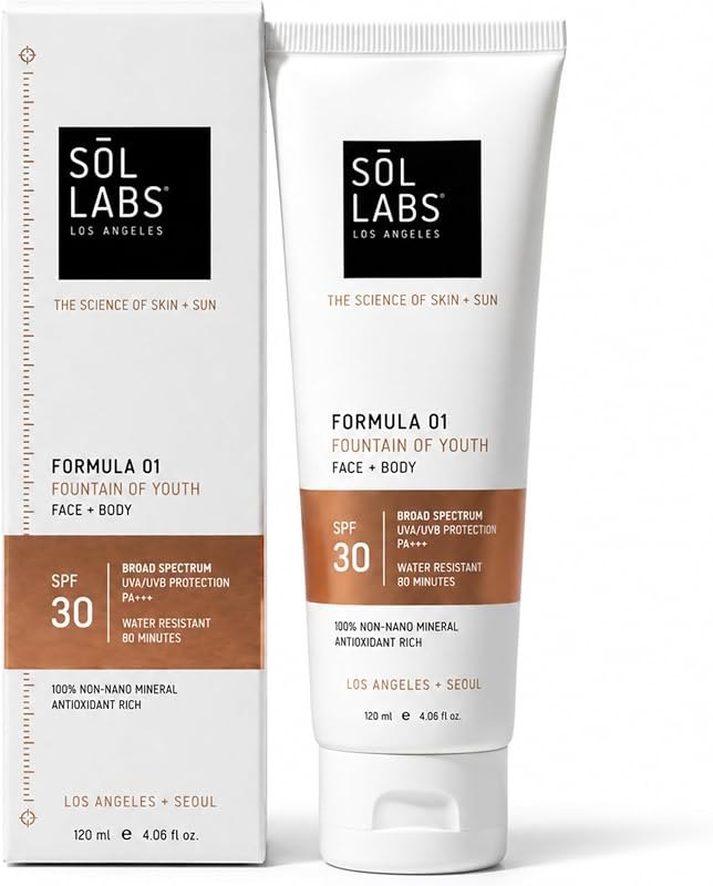 SOL LABS Mineral Sunscreen SPF 30 Face & Body - Lightweight, Hydrating Daily Moisturizer - No White Cast - Anti-Aging