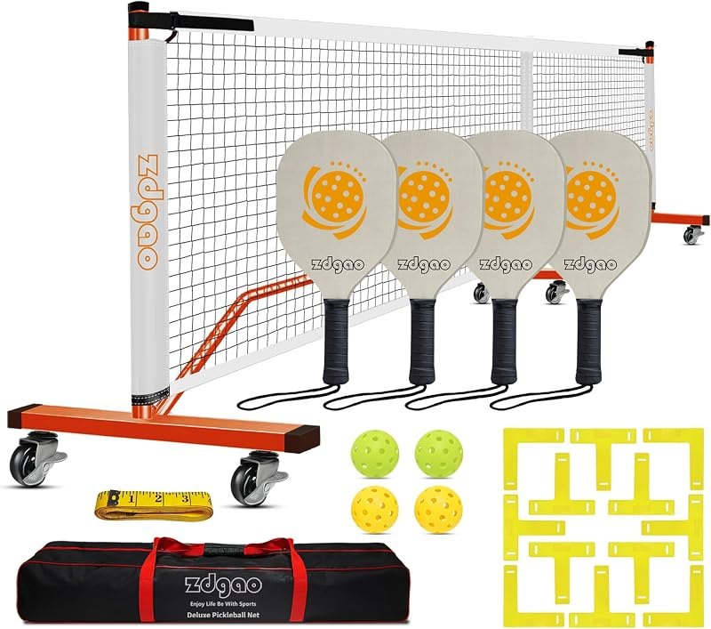 Zdgao Portable Pickleball Net with 4 Paddles Set for Indoor & Outdoor — pickleball net kit for pickleball net kit