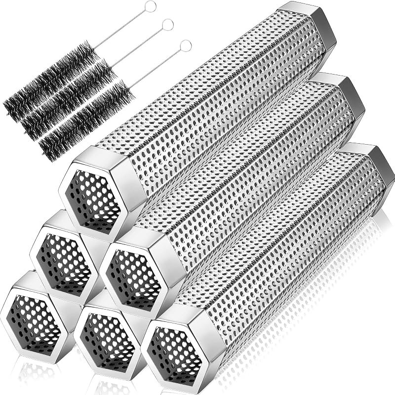 Tandefio 6 Pack 12" Pellet Smoker Tube for Pellet Grill Stainless Steel Smoker Tube for Hot or Cold Smoking with 3
