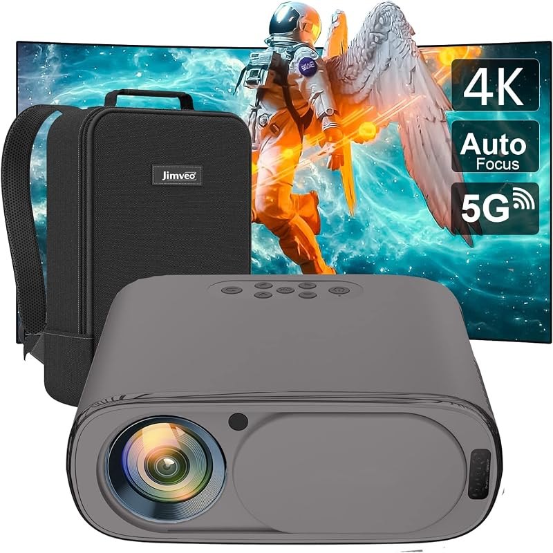 [AI Auto Focus/Auto Lens Cap] Outdoor-Projector-4K with WiFi 6 and Bluetooth: Portable Projector with Auto 6D Keystone