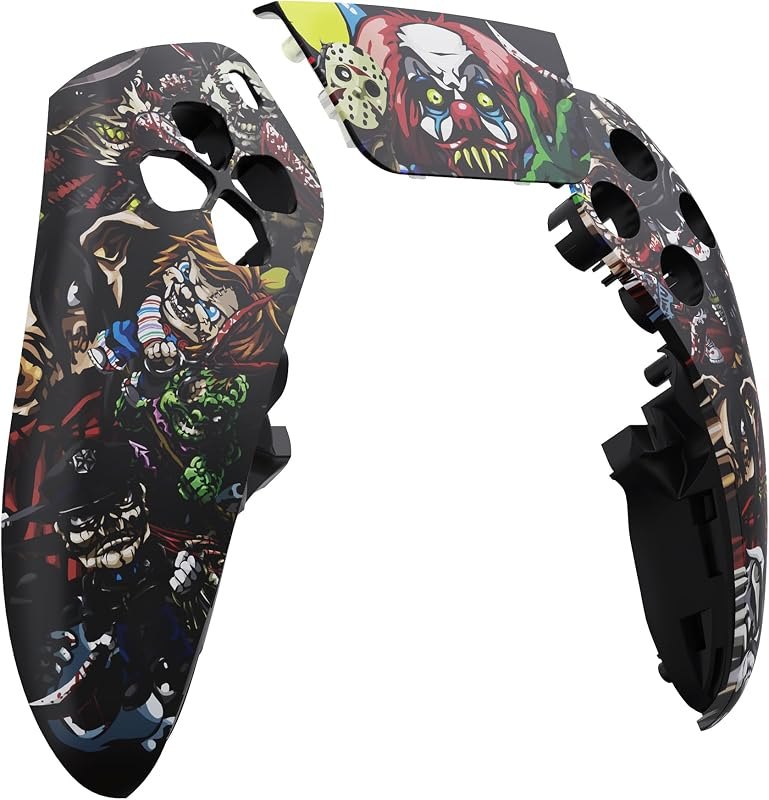 eXtremeRate Left Right Front Top Shell with Touchpad Compatible with ps5 Edge Controller, Scary Party DIY Replacement