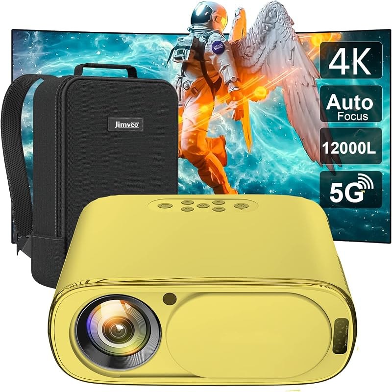 [AI Auto Focus/Auto Lens Cap] Outdoor-Projector-4K with WiFi 6 and Bluetooth: Portable Projector with Auto 6D Keystone