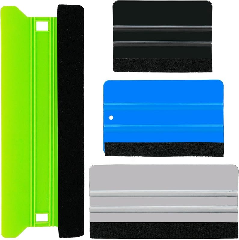 Umaki 4Piece Plastic Squeegee Set, 8IN/6IN/5IN/4IN, Window Tint Squeegee Vinyl Wrap Squeegee with Felt Edge, Wallpaper