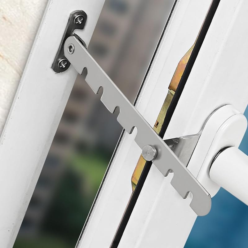 Window Restrictor Latch, 2 Pack, Window Wind Hook, Adjustable Window Safety Locks, Childproof Restrictor Safety Locks