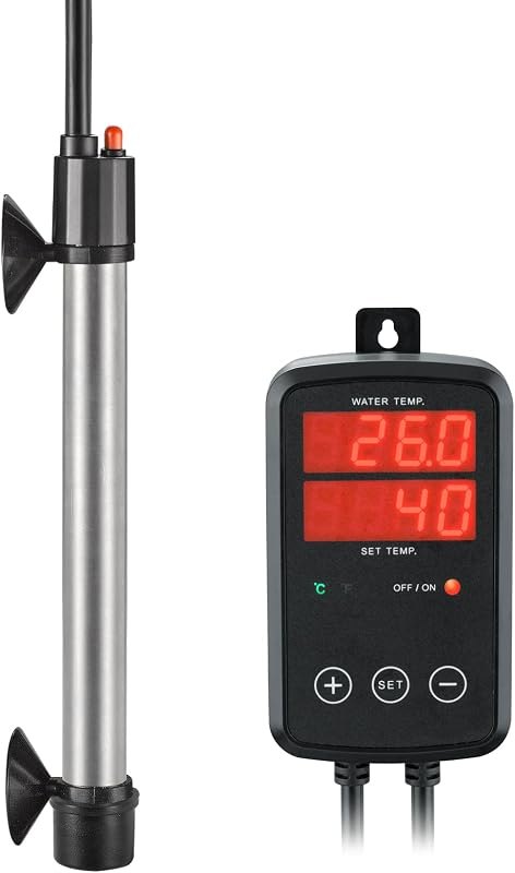 500W Titanium Aquarium Heater, Submersible Fish Tank Heater with Digital Display Temperature Controller, 0℃-40℃