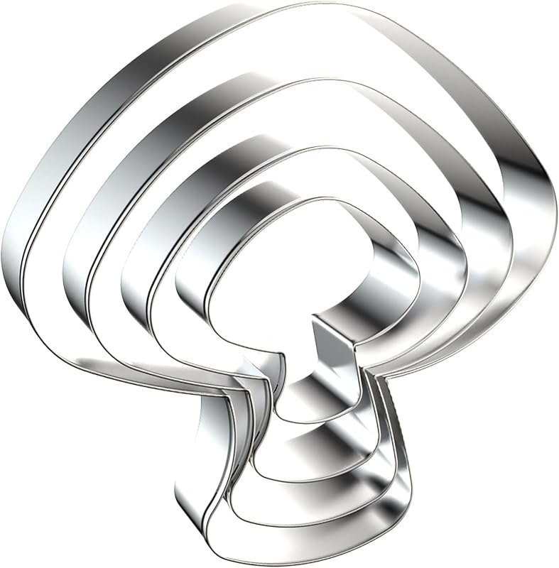 Mushroom Cookie Cutter Set Large - 5 Inch, 4 Inch, 3 Inch, 2 Inch - 4 Piece Plant Cookie Cutters Shapes Molds -