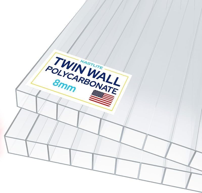 KASTLITE 3×3' Twin Wall Polycarbonate Greenhouse Panel, 8mm, 4-Pack — greenhouse end wall panels for greenhouse end