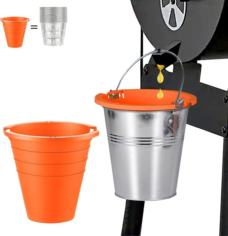 Drip Tray Grease Bucket and 2pcs Reusable siliconel Liners for Oklahoma Joe's, Traeger, Pit-Boss, Z Grill, Camp Chef