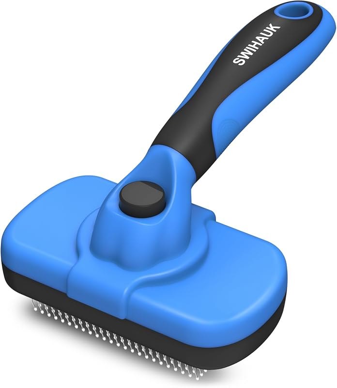Swihauk Self Cleaning Slicker Brush - Skin Friendly Deshedding Grooming Tool for Dogs & Cats, Suitable for Shedding &