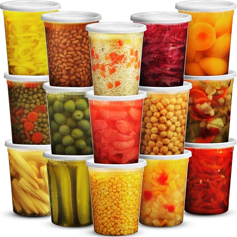 JoyServe 32 Oz Deli Food Containers with Lids - (36 Sets) Quart Airtight Plastic Food Storage for Takeout, Meal Prep