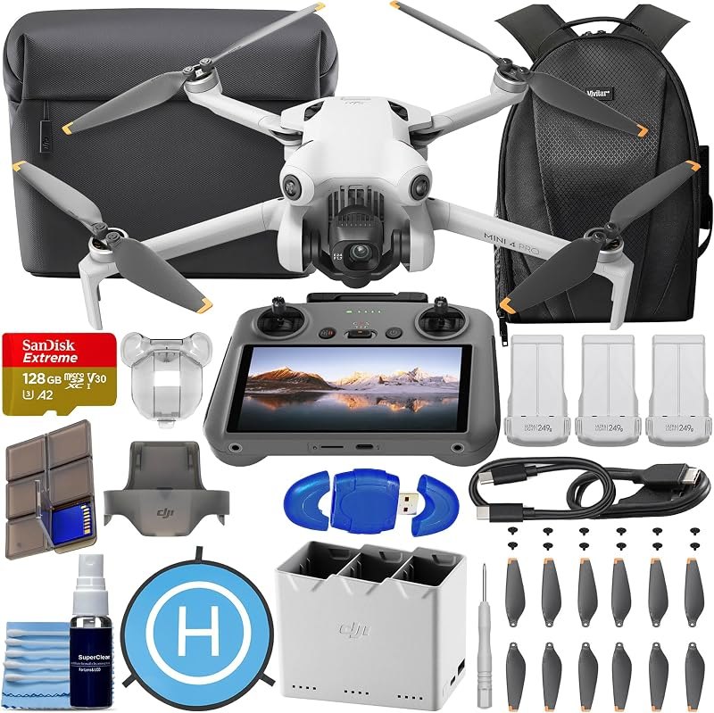 Mini 4 Pro Fly More Combo with DJI RC 2 (Screen Remote Controller), CP.MA.00000735.01 Folding Drone with 4K Video