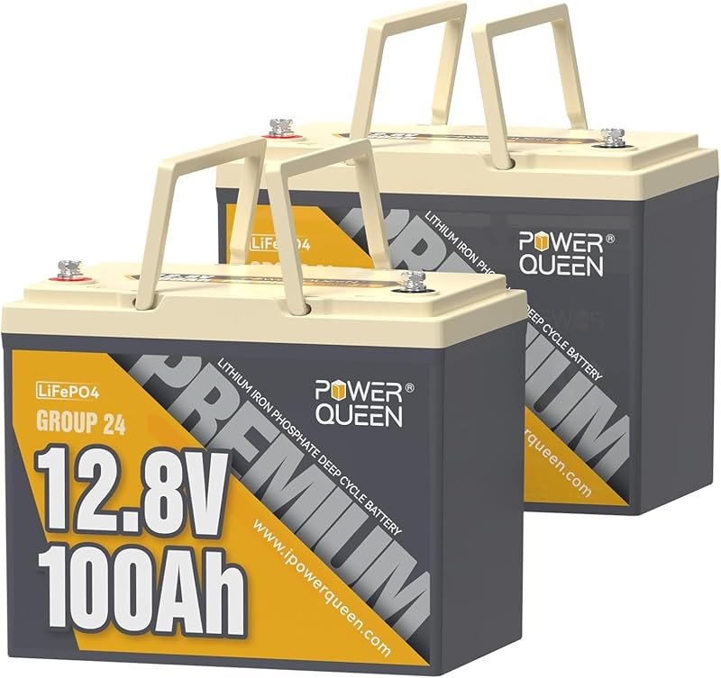 Power Queen 2PACK 12V 100Ah LiFePO4 Lithium Battery Group 24 for RV Trailer — best 12v ham radio battery for 12v ham