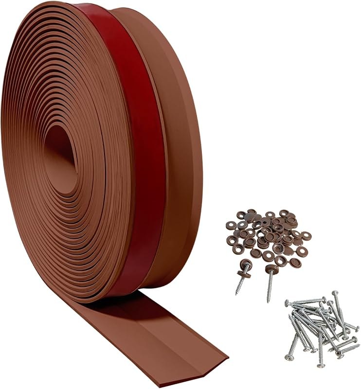32 FT Garage Door Top and Sides Seal, Brown Rubber Garage Door Sealing Strip, Universal Weather Stripping Replacement