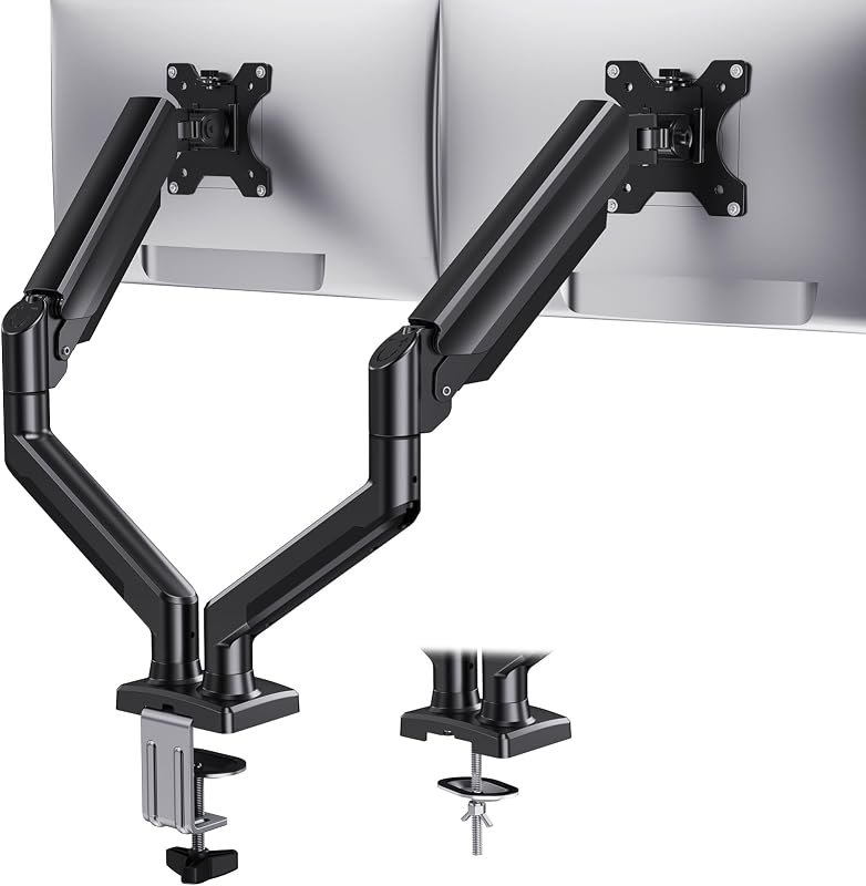 HUANUO Dual Monitor Mount for 2 Monitors up to 32 inches, Each Arm Holds Max 22lbs, Dual Monitor Stand with Advanced
