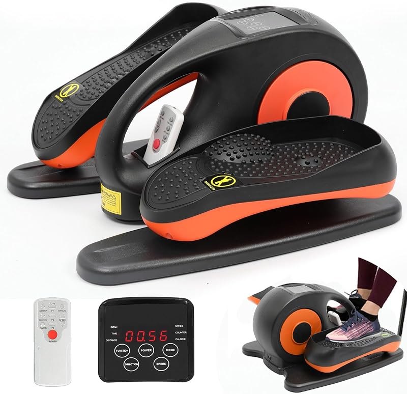 Under Desk Elliptical Machine, Elliptical Exercise Machine with Remote Control, Portable Ellipse Machine Supports Auto