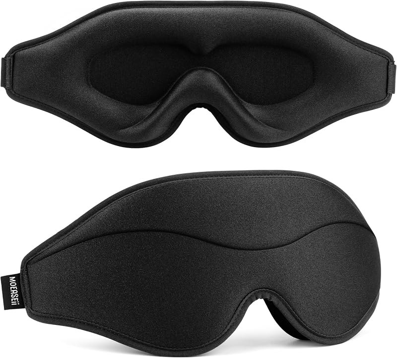 Sleep Mask - Total Blackout 3D Sleeping Mask, Super Lightweight & Silky Soft Eye Mask for Sleeping, Fully Adjustable