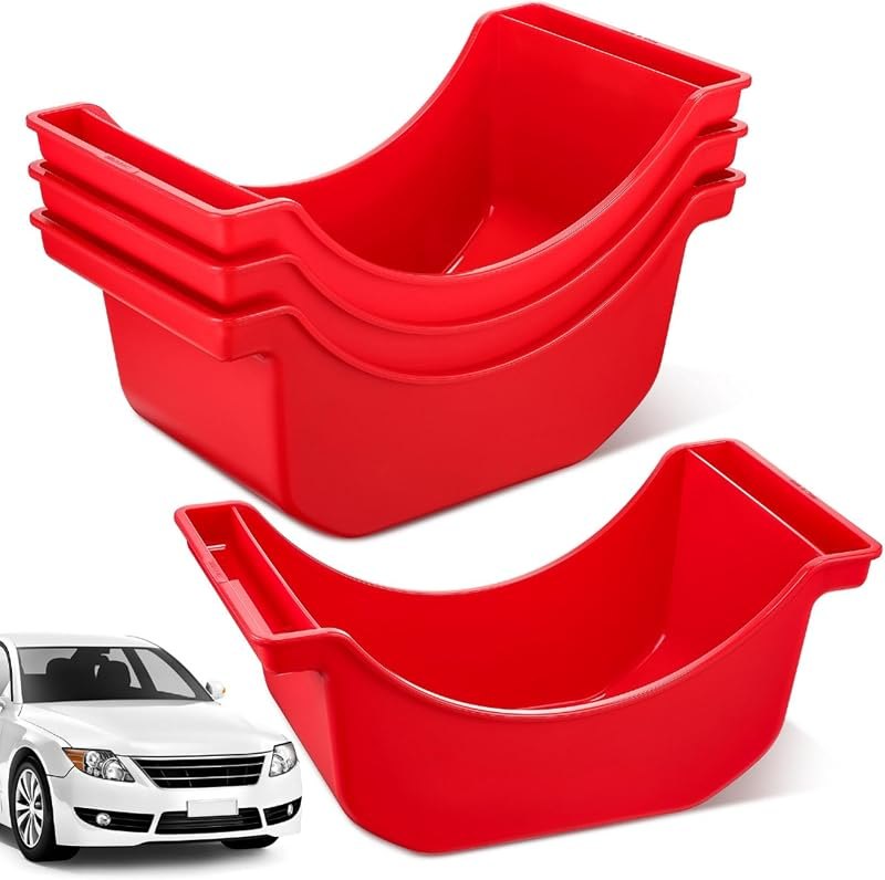 Gisafai 4 Pieces Oil Drain Pan for Wheels Plastic Truck and Trailer Wheel Pan Reusable Oil Drip tool for Wheels(Red) —