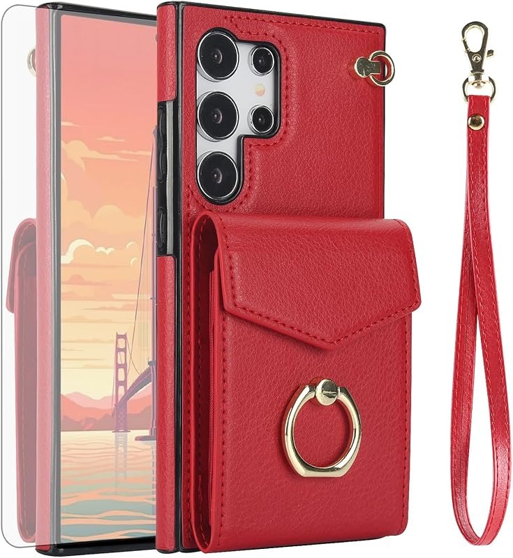 Asuwish Phone Case for Samsung Galaxy S24 Ultra 5G Women Men Red — screen protector for samsung galaxy s24 screen