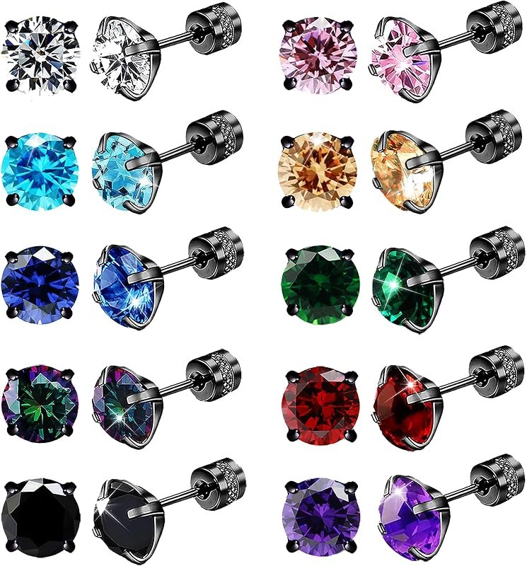 Stainless Steel Screw Back Stud Earrings for Men Women