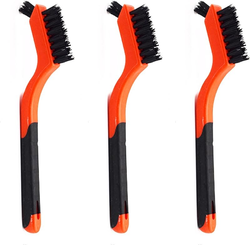 3pcs Nylon Cleaning Brushes Small Wire Brush Set for Cleaning Rust Removal in Holes — cleaning grout brush for