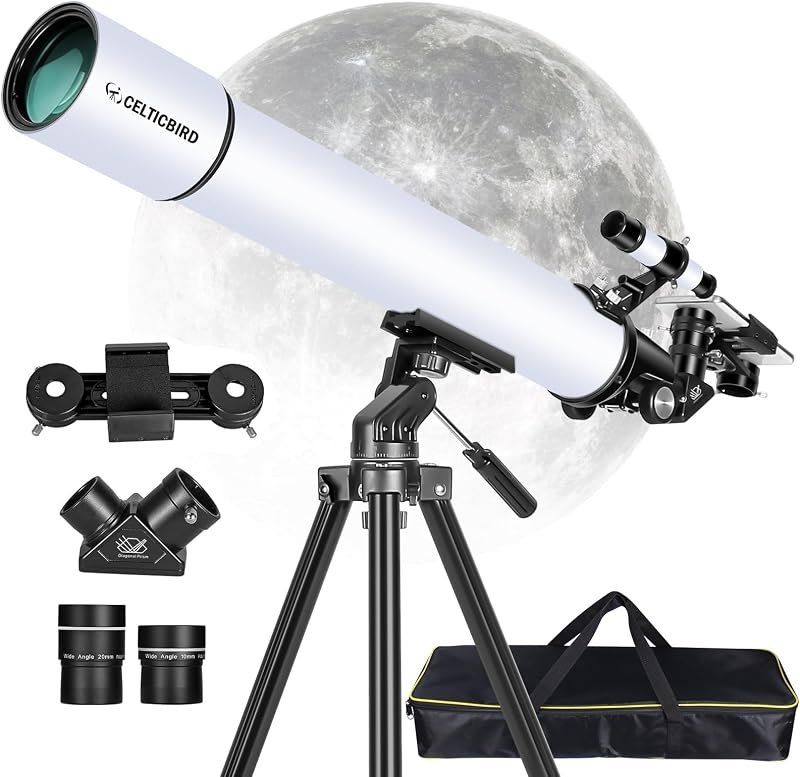 Celticbird Telescope for Adults High Powered, Travel Telescopes for Adults Astronomy Beginners Gifts, 80mm Aperture