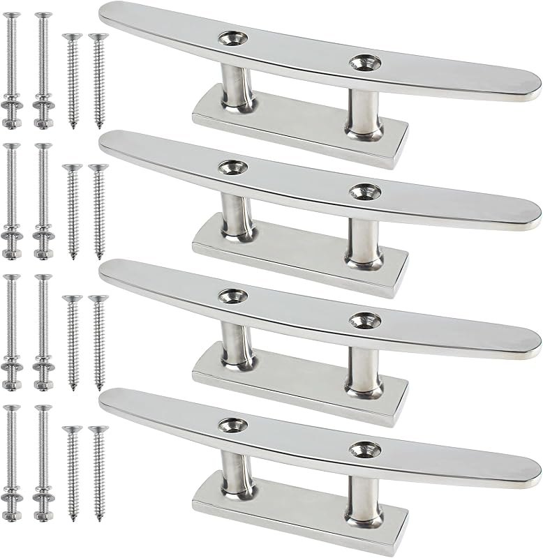 4 Inch/5 Inch/6Inch/8 Inch/10 Inch 316 Stainless Steel Boat Cleats,Open Base Dock Cleats with Installation Screws,Boat