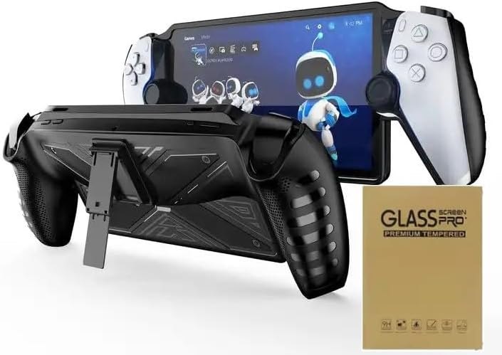 Case with Stand and Screen Protector for PlayStation Portal Remote Player, Protective Cover with Kickstand for PS5
