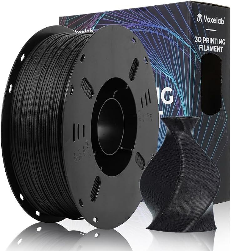 VOXELAB Carbon Fiber PETG 3D Printer Filament, PETG Carbon Fiber Black Filament 1.75mm 1KG (2.2 LBS) 1 Spool, 3D