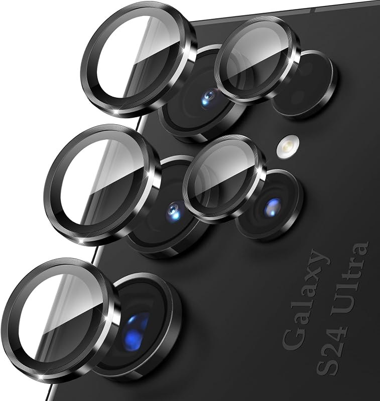 YWXTW Camera Lens Protector for Samsung Galaxy S24 Ultra Accessories, [3x Impact Resistance] Individual Metal Ring