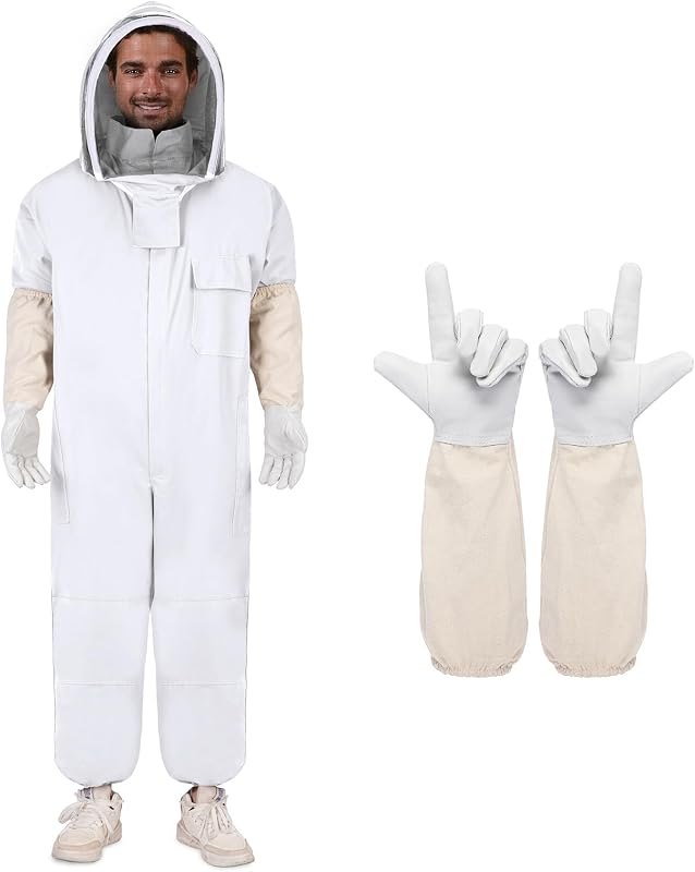 Full Body Bee Suit Beekeeping Suit with Fencing Veil & Gloves — best beekeeping bee suit for beekeeping bee suit
