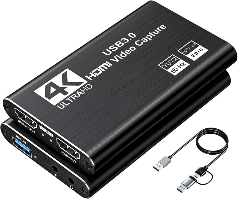 USB 3.0 HDMI Capture Card, 1080P 60FPS Capture, 4K Pass-Through — camera capture card for camera capture card