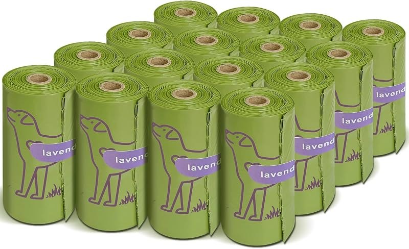 240 Count Lavender Scented 13” x 9” Dog Poop Bags Rolls — dog poop bag dispenser for dog poop bag dispenser