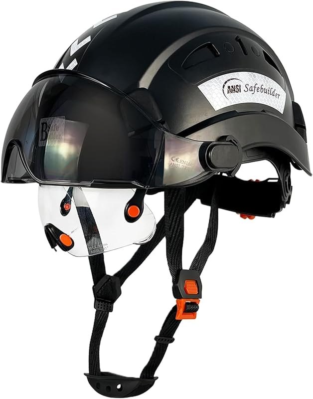 SAFEBUILDER Industrial Safety Helmet with Visor ABS Hard Hat with Visor Adjustable Ventilation Hardhats Construction