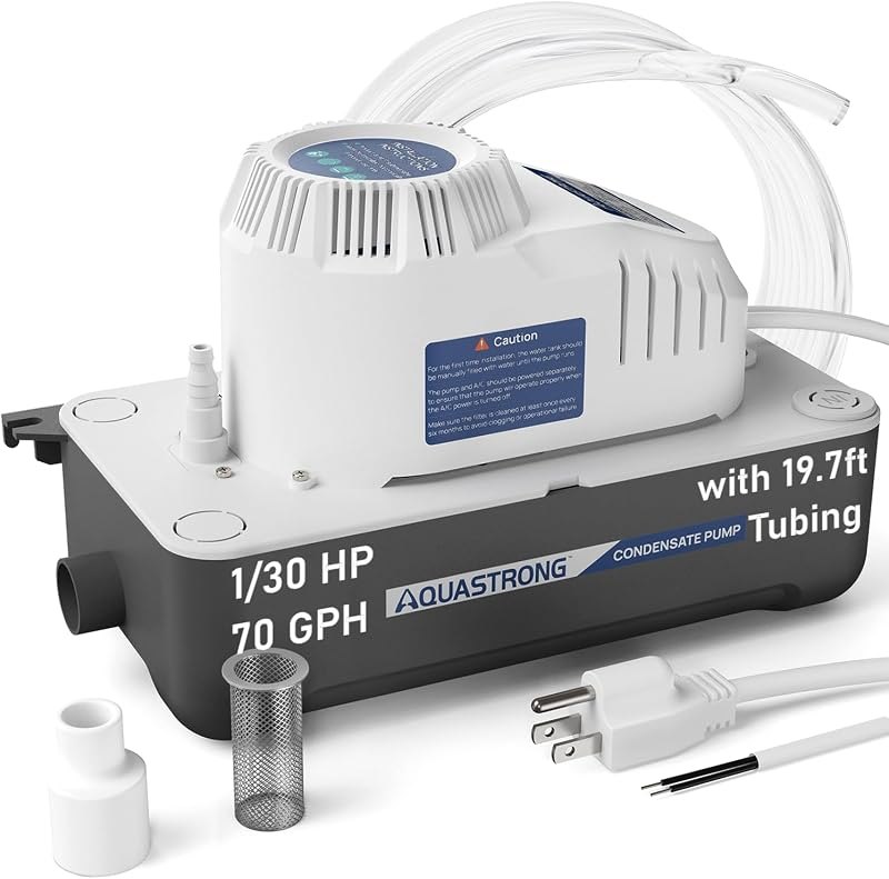 Aquastrong 115V 70GPH HVAC Condensate Pump, AC Condensate Remove Pump with Automatic Safety Switch & & 19.7ft Tubing