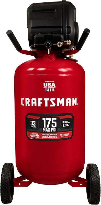CRAFTSMAN 33-Gallon Vertical Portable Air Compressor (CMXECXM331.COM) — vertical tank air compressor for vertical tank