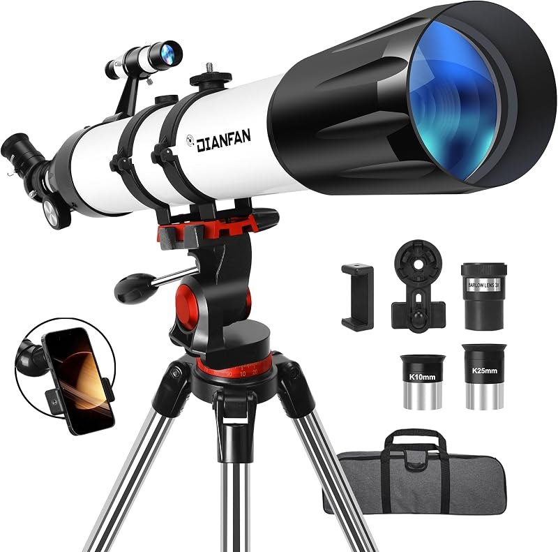Telescope, 90mm Aperture 800mm Telescope for Adults High Powered, Portable Professional Astronomy Refractor Telescopes