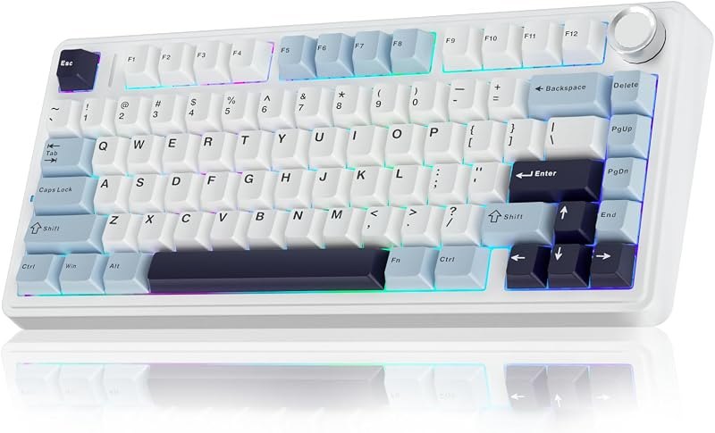 AULA F75 75% Wireless Mechanical Keyboard, Hot Swappable Creamy Keyboard, Pre-lubed Reaper Switches