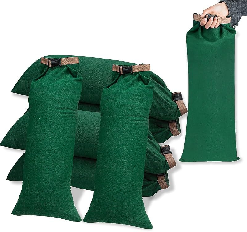 6 Pack Flood Water Barrier Sand Bags,Thickened Long Canvas Flood Protection Sandbags,Winter Bags for Swimming Pool