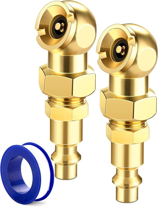 LUMITECO 2-Pack Ball Foot Air Chuck Set, 1/4" FNPT Closed Flow Tire Chuck Inflator Nozzle w/Air Chuck Quick Connect