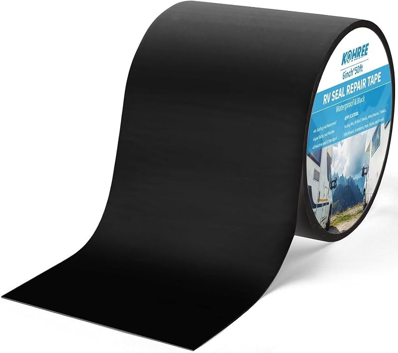 Kohree Butyl Sealant Tape, 6Inch x 50 Foot RV Roof Tape Black — rain roof leak tape for rain roof leak tape