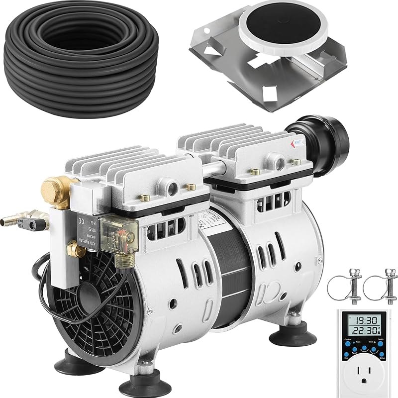 Pond Aerator 4.7 CFM with 100' Weighted Tubing 1 Diffuser Timer — submersible pond aerator for submersible pond aerator