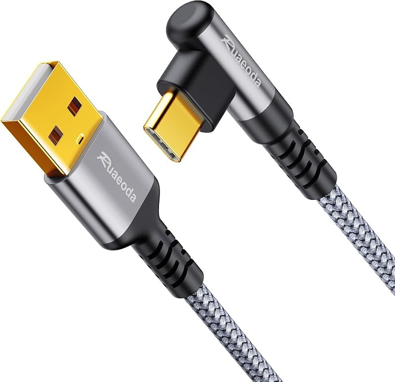 1.5ft 90 Degree USB C Cable, 3.1A Fast Charging Right Angle Type C Charger Cord Nylon Braided, Compatible with
