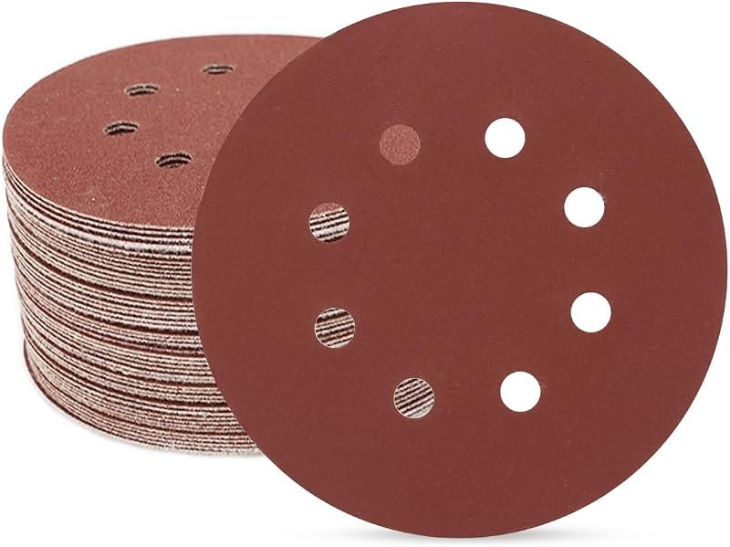 50 PCS 5 Inch 8 Hole Hook and Loop Sanding Discs 320 Grit — best woodworking sanding discs for woodworking sanding discs