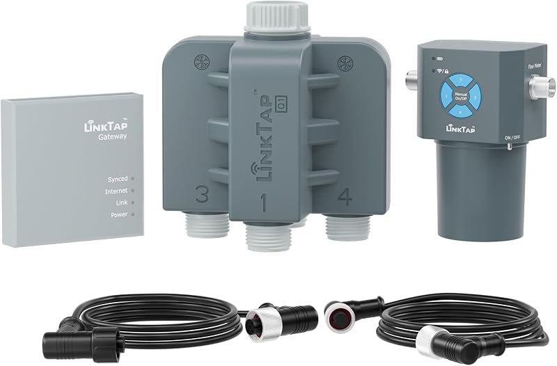 LinkTap Q1 4-Port Smart Water Timer (Req. Gateway), Multiple Power Options — best hydroponics hydroponic timer for